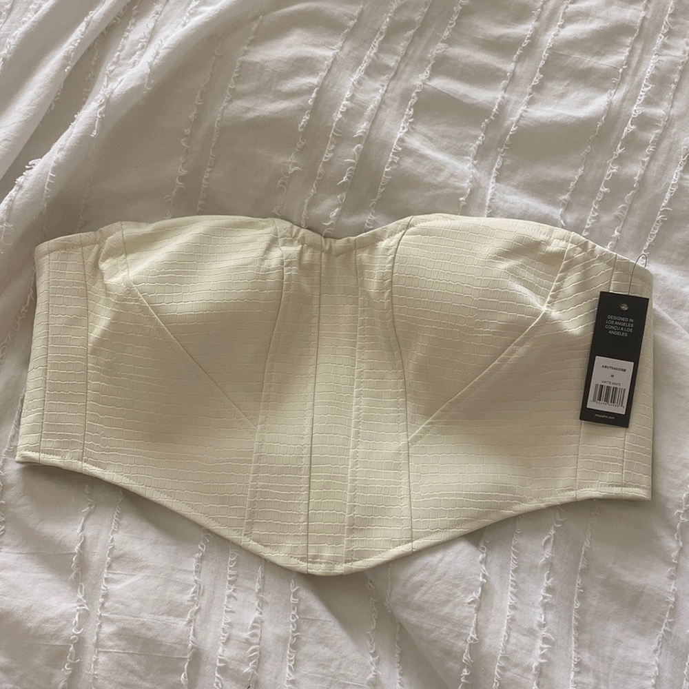 AFRM Cream Strapless Bustier Top